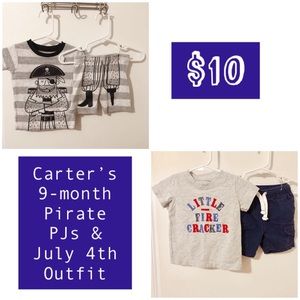 9 month Carters PJs and July 4th outfit